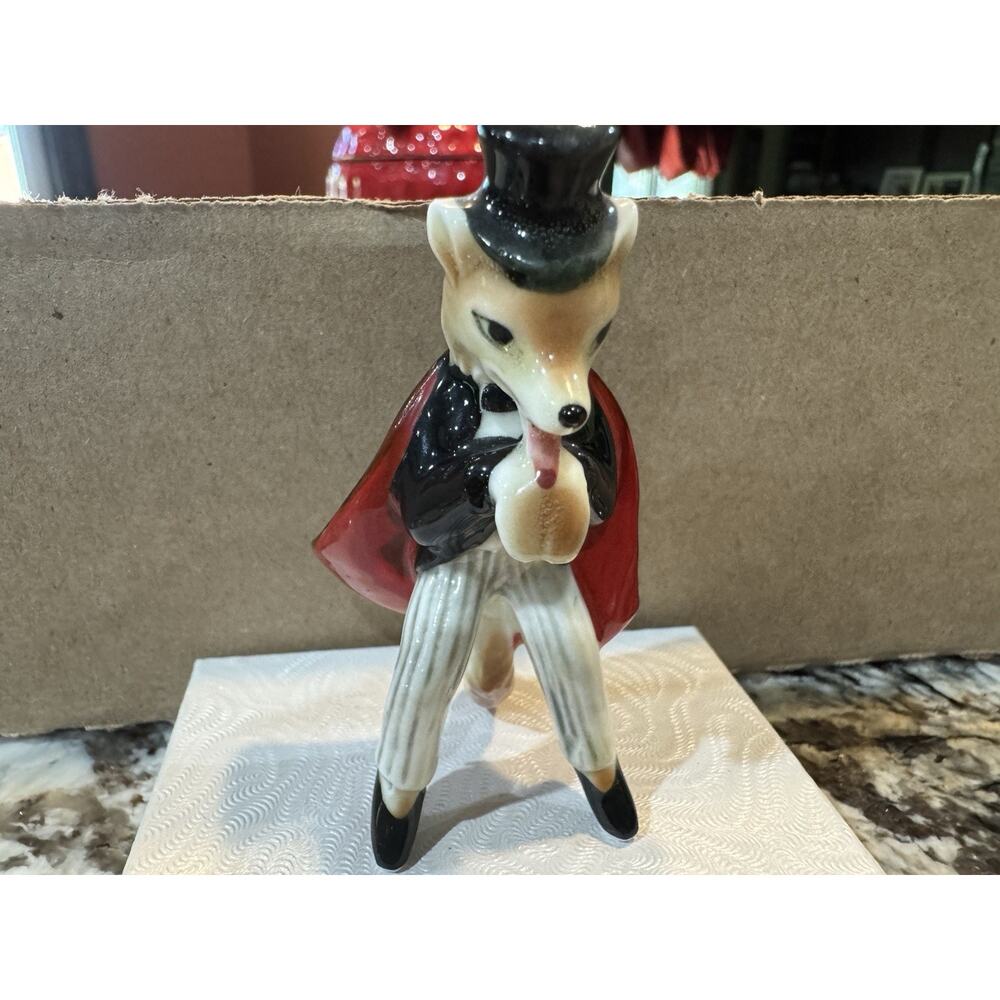 Bone China Miniature Tuxedo Fox Vintage